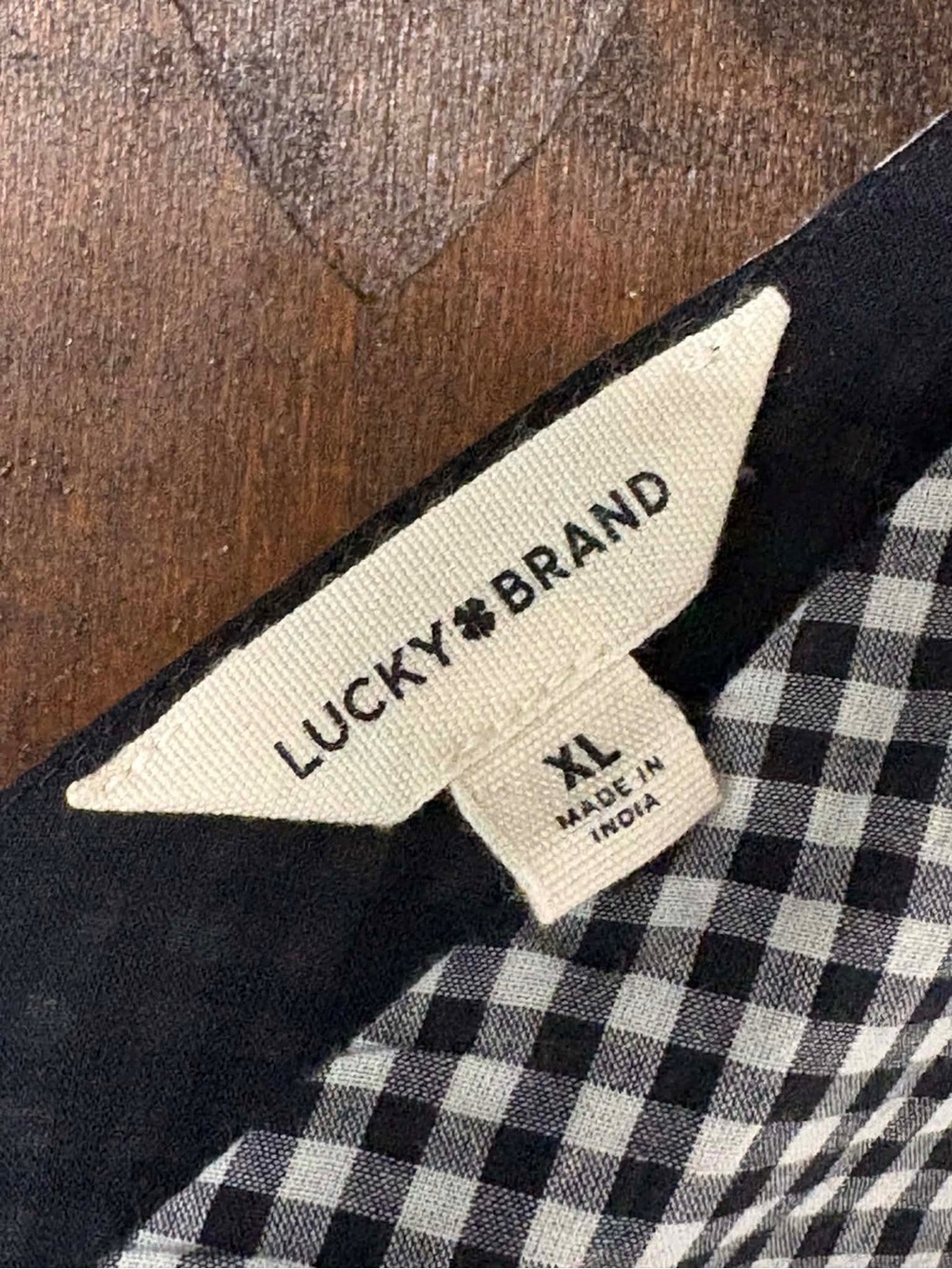 NWT Lucky Brand Black White Gingham V-Neck Smocked Waist Midi Dress - Picture 6 of 9